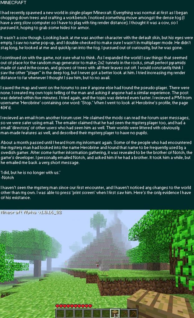 horror herobrine