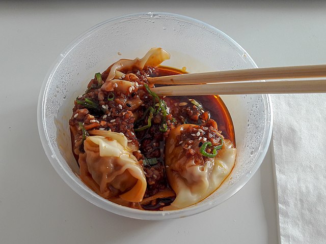 Leaving chopsticks sticking upwards in food